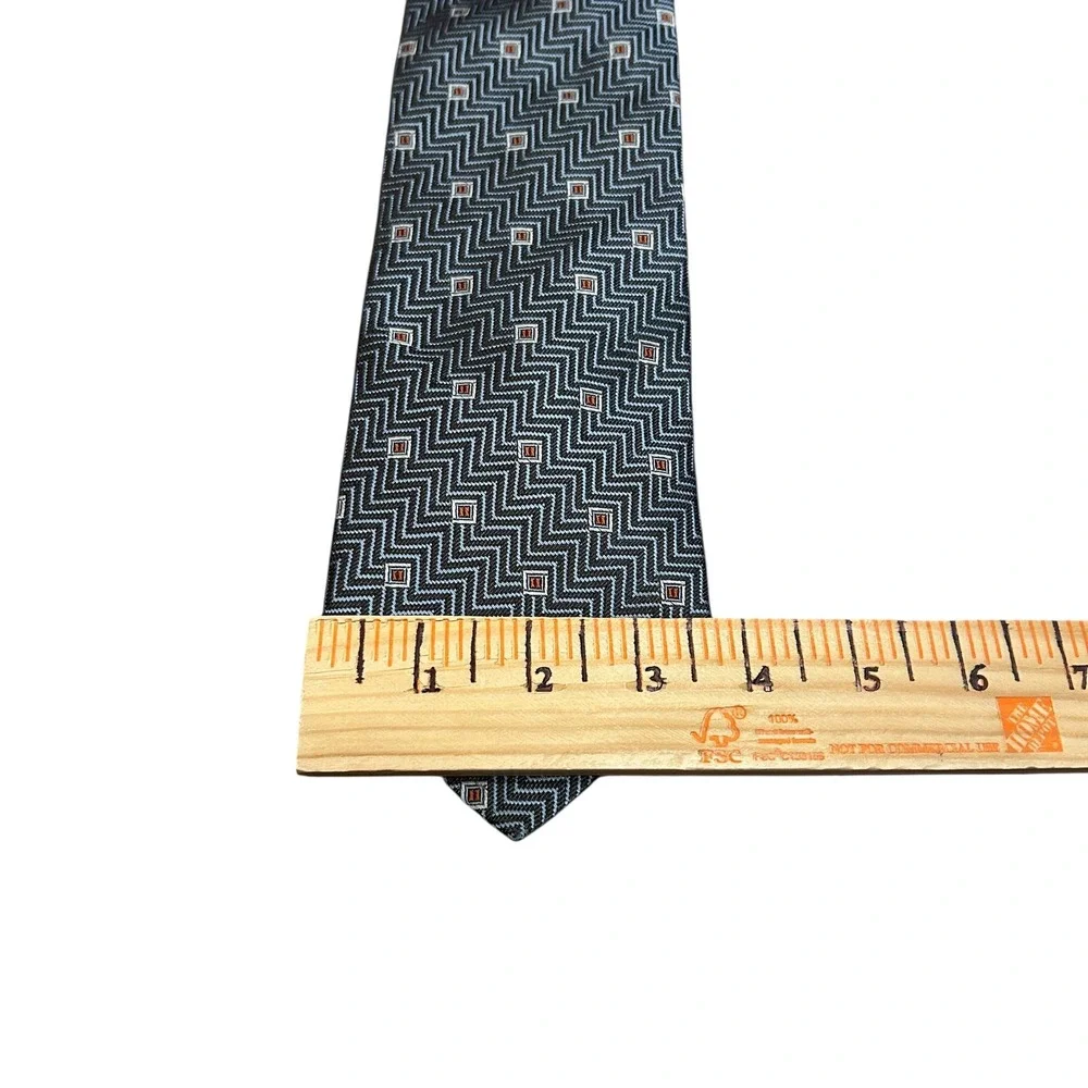 Hart Schaffner Marx Necktie Gray Zigzag Geometric Silk Men's Business‎ Formal